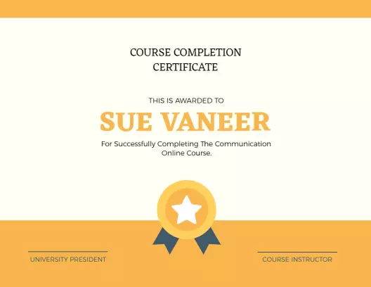 Bright Yellow Modern Online Course Completion Certificate Template