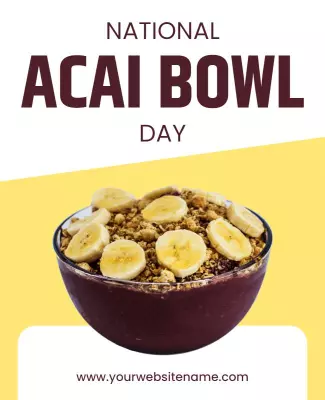 Bright Yellow National Acai Bowl Day Celebration Poster Template