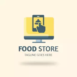 Bright Yellow Online Ordering Experience for Food Store Logo Template