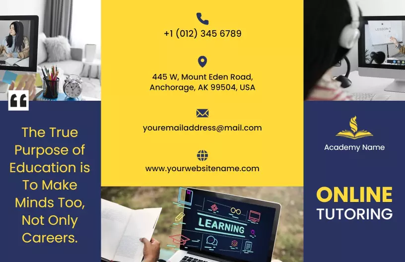 Bright Yellow Online Tutoring Services and Class Schedule Brochure Template