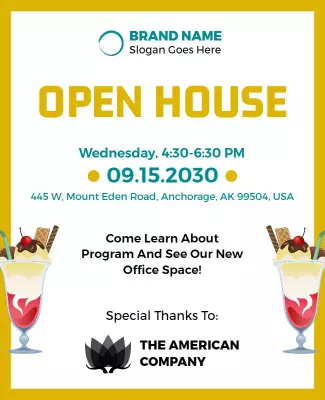 Bright Yellow Open House Invitation Event Poster Template
