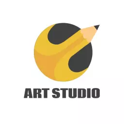 Bright Yellow Pencil Design Showcasing Art Studio Creativity Logo Template