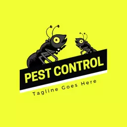 Bright Yellow Pest Control Ants Fighting Against Infestation Logo Template