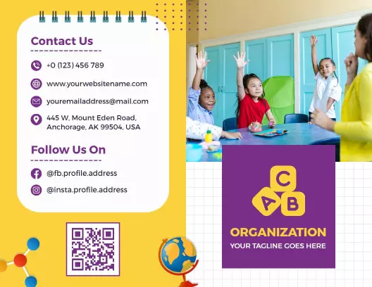 Bright Yellow Preschool Curriculum Overview and Contact Brochure Template