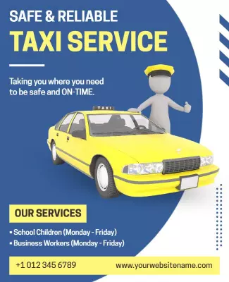Bright Yellow Reliable Taxi Service Advertisement Poster Template
