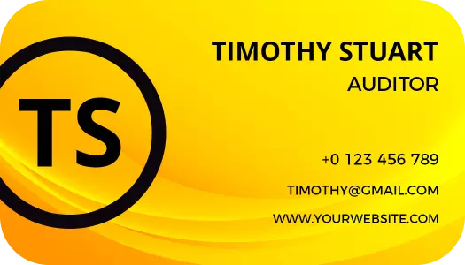 Bright Yellow Rounded Corner Auditor Business Card Template
