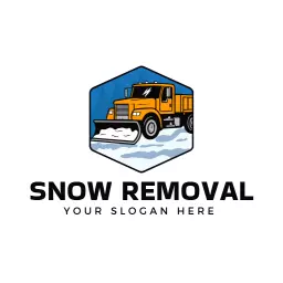 Bright Yellow Snow Truck Clearing Winter Roads Logo Template