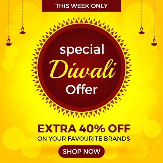 Bright Yellow Special Diwali Offer with Discount Deal Ad Template