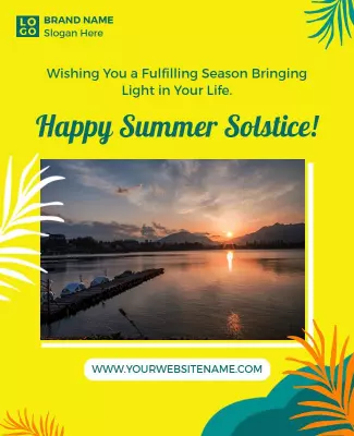Bright Yellow Summer Solstice Celebration Poster Template
