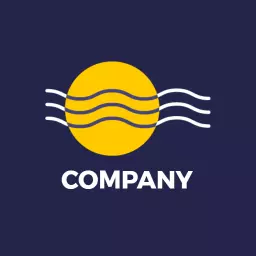 Bright Yellow Sun and Waves Symbolizing Marine Business Logo Template