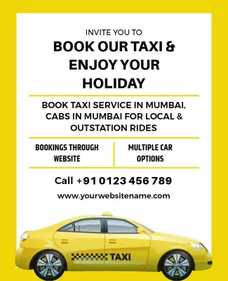 Bright Yellow Taxi Booking Service Holiday Poster Template