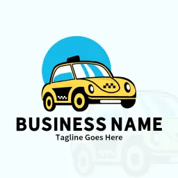 Bright Yellow Taxi Car Illustrates Urban Transportation Logo Template