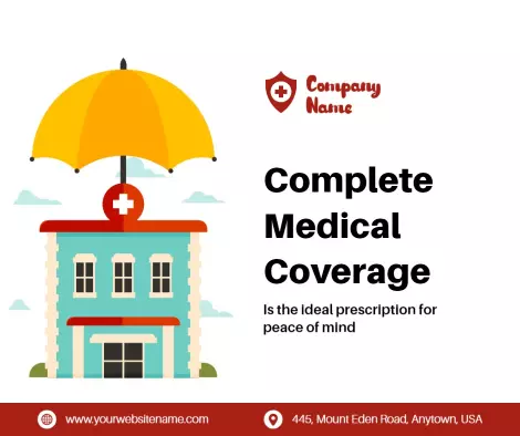 Bright Yellow Umbrella Medical Insurance Coverage Ad Template
