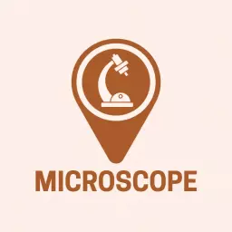 Brown Microscope Design Showcasing Scientific Research Logo Template
