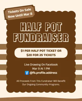 Brown Retro Half Pot Fundraiser Event Flyer Template