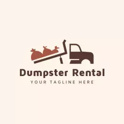 Brown Truck Carrying Waste Represents Dumpster Rental Logo Template