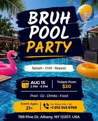 Bruh Pool Party Event Flyer Template