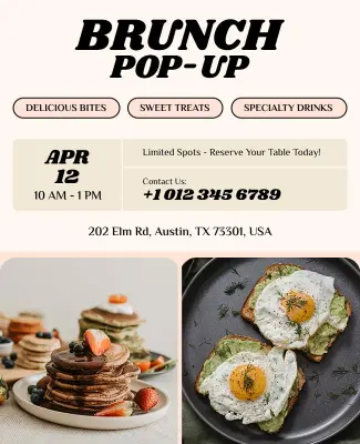 Brunch Pop-up Event Announcement Flyer Template
