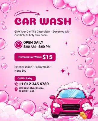 Bubble Foam Car Wash Service Flyers Template