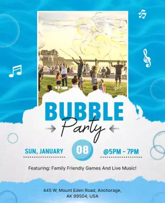 Bubble Party with Live Music Flyer Template