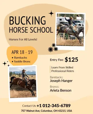 Bucking Horse Riding School Flyer Template