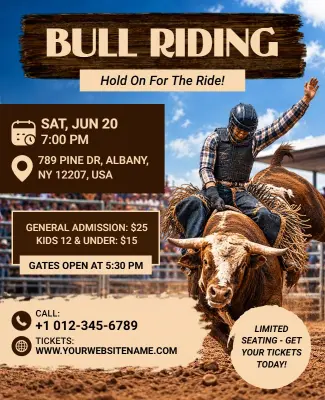 Bull Riding Event Promotional Flyer Template