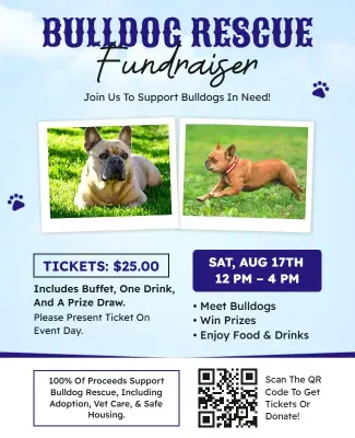 Bulldog Rescue Fundraiser Event Flyer Template