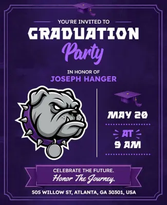 Bulldog Theme Graduation Celebration Flyer Template