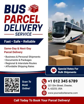 Bus Parcel Delivery Service Promotion Flyer Template
