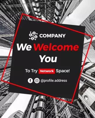 Modern Black and Red Corporate Welcome Networking Flyer Template