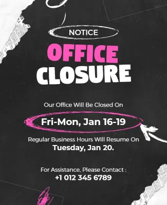 Business Office Closure Announcement Flyer Template