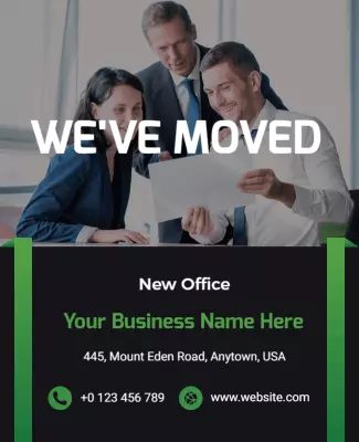 Business Office Relocation Announcement Flyer Template