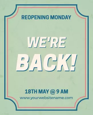 Retro Mint Green Reopening Announcement Flyer Template
