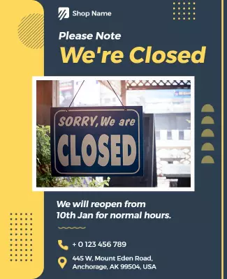 Business Temporary Closure Notification Flyer Template