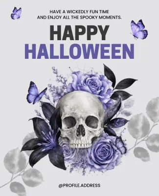 Butterfly and Skull Themed Halloween Poster Template
