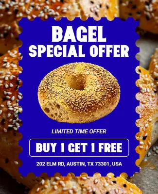 Buy One Get One Free Bagel Offer Flyer Template