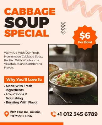 Cabbage Soup Restaurant Promotion Flyer Template