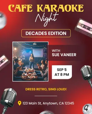 Cafe Karaoke Night Event Flyer Template