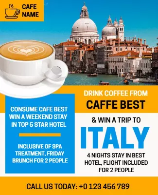 Cafe Promotional Trip Giveaway Flyer Template