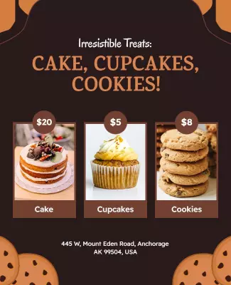 Cake Cupcakes Cookies Dessert Flyer Template