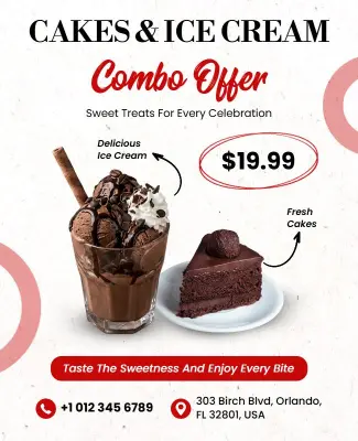 Cakes and Ice Cream Combo Offer Poster Template
