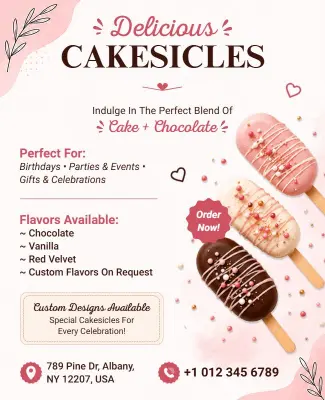 Cakesicles Dessert Promotion Flyer Template