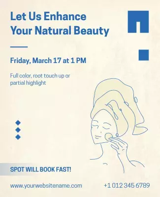 Calm Blue Beauty Enhancement Appointment Poster Template