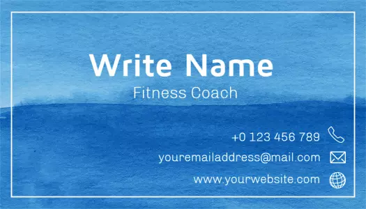 Calm Blue Watercolor Fitness Coach Business Card Template