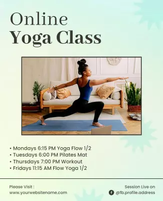 Calm Green Online Yoga Class Instruction Poster Template