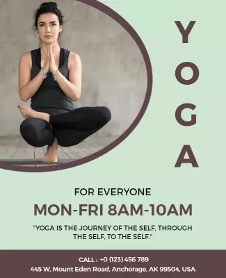 Calm Green Yoga Class Invitation Poster Template