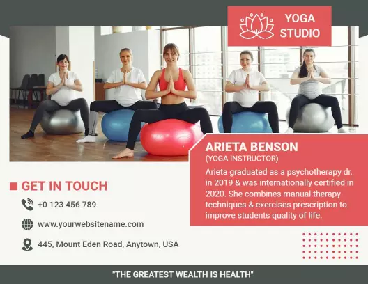 Calm Green Yoga Class Pricing and Schedule Brochure Template