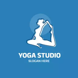 Calming Blue Background Promoting Yoga Wellness Studio Logo Template