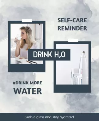 Calming Blue Water Hydration Self-Care Reminder Poster Template