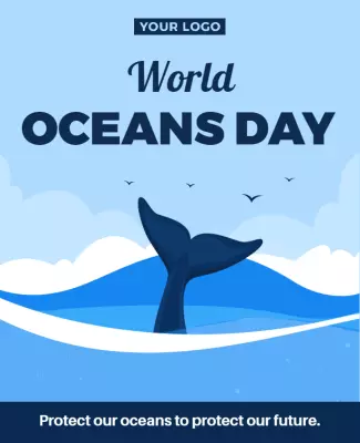 Calming Blue World Oceans Day Awareness Poster Template